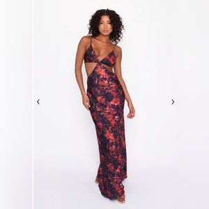 Silk tye dye dress with cutouts